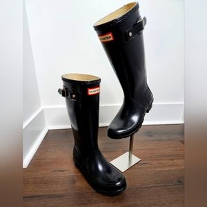 Hunter Womens Original Tall Black Glossy Knee-High Rain Boots Sz 5